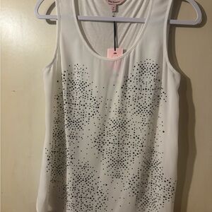 Juicy Couture White Jeweled Scoop Tank